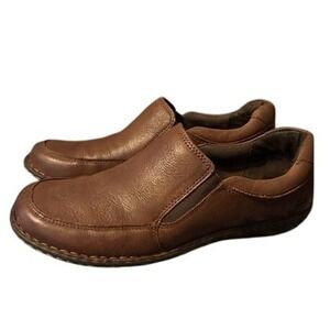 Born Womens Brown Leather Slip On Loafers Moc Toe Comfort Shoes D91906 Size 9M